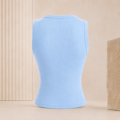 Geripptes Crop-Top mit Knopfleiste – Ärmelloses Damen-Basic