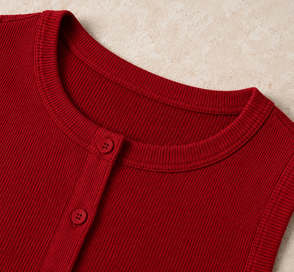 Geripptes Crop-Top mit Knopfleiste – Ärmelloses Damen-Basic