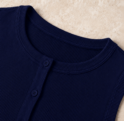 Geripptes Crop-Top mit Knopfleiste – Ärmelloses Damen-Basic