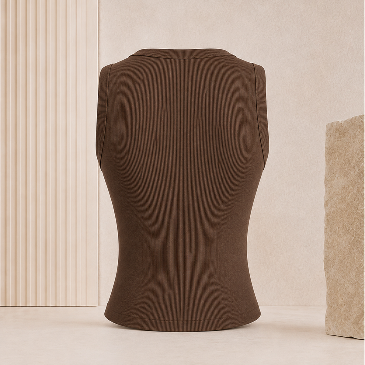 Geripptes Crop-Top mit Knopfleiste – Ärmelloses Damen-Basic