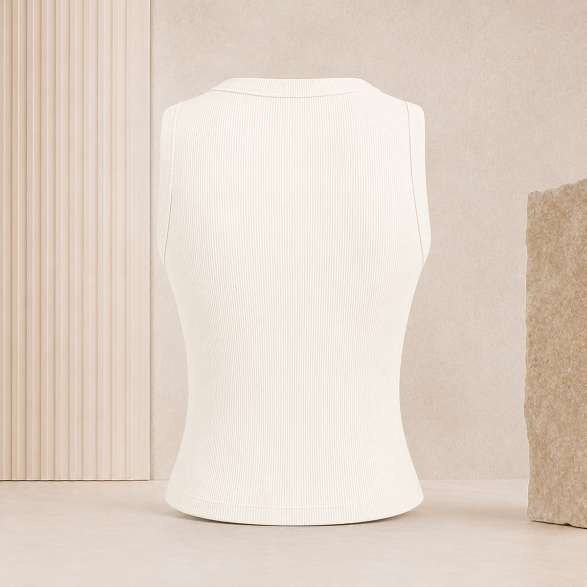 Geripptes Crop-Top mit Knopfleiste – Ärmelloses Damen-Basic