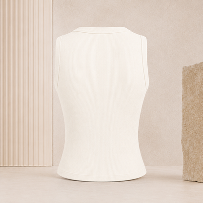 Geripptes Crop-Top mit Knopfleiste – Ärmelloses Damen-Basic
