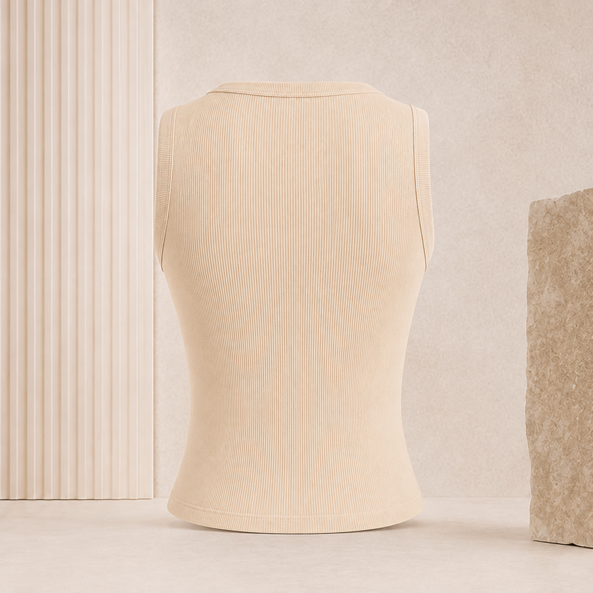 Geripptes Crop-Top mit Knopfleiste – Ärmelloses Damen-Basic