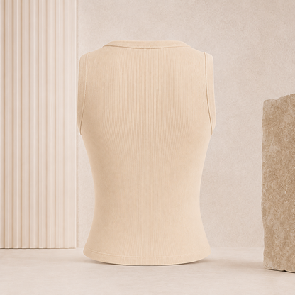 Geripptes Crop-Top mit Knopfleiste – Ärmelloses Damen-Basic