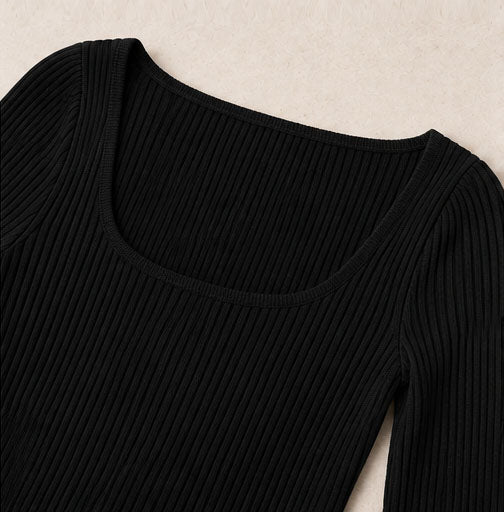Elegantes Ribbed Midi Dress mit leichten Seitenschlitz