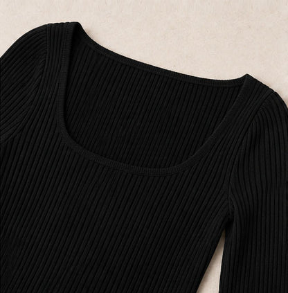 Elegantes Ribbed Midi Dress mit leichten Seitenschlitz
