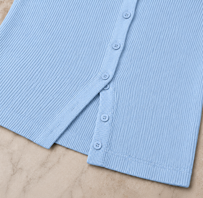 Geripptes Crop-Top mit Knopfleiste – Ärmelloses Damen-Basic