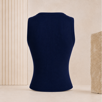 Geripptes Crop-Top mit Knopfleiste – Ärmelloses Damen-Basic