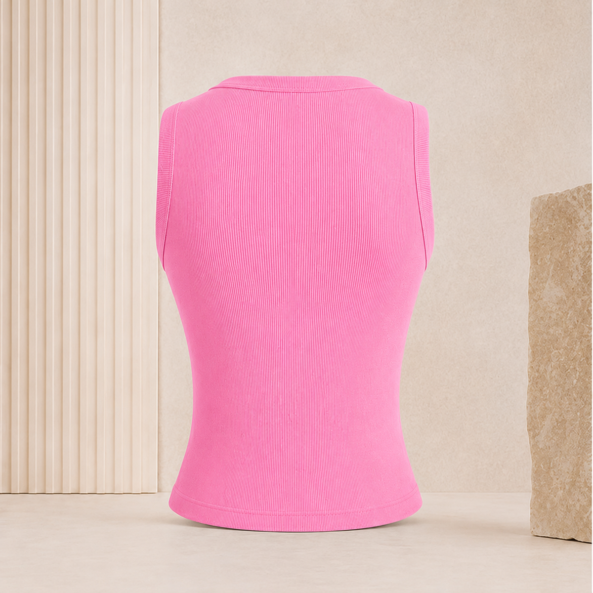 Geripptes Crop-Top mit Knopfleiste – Ärmelloses Damen-Basic