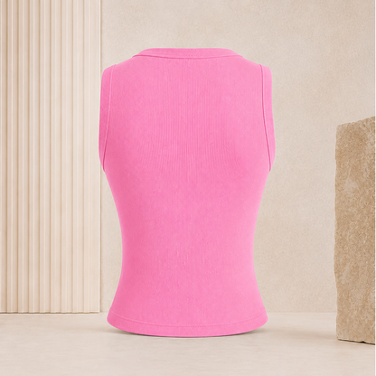 Geripptes Crop-Top mit Knopfleiste – Ärmelloses Damen-Basic