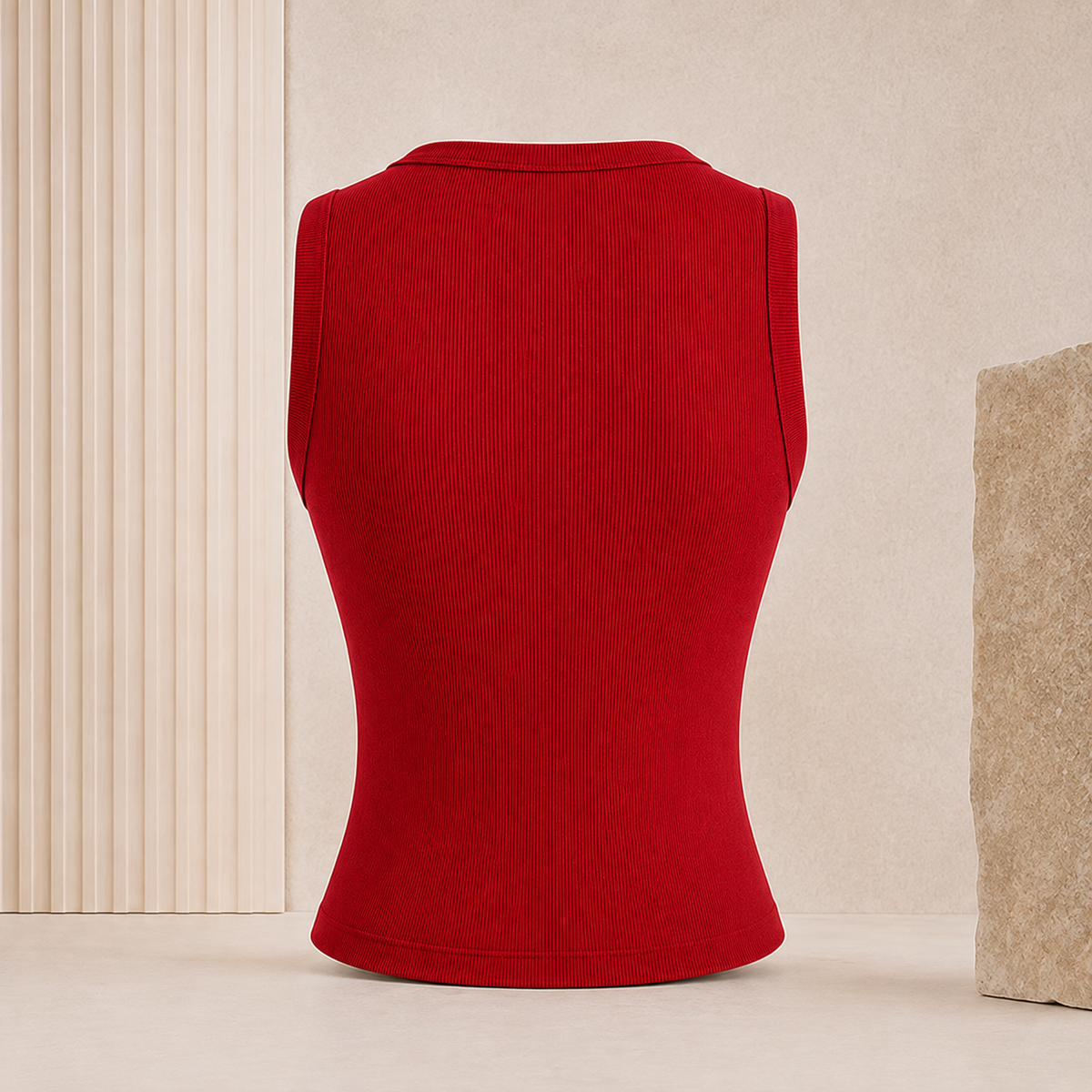 Geripptes Crop-Top mit Knopfleiste – Ärmelloses Damen-Basic